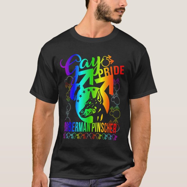 T-shirt Gay pride Doberman Pinscher (Devant)