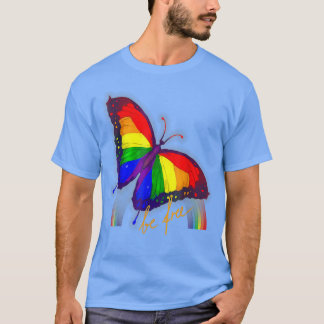 T-shirt Gay pride Drapeau Papillon LGBT T CSD Être libre, 