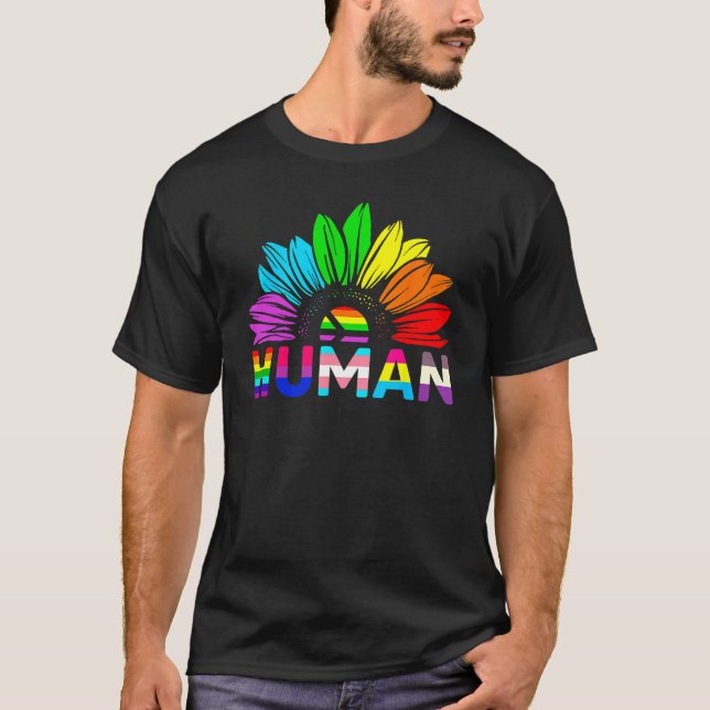 T-shirt Gay pride du drapeau LGBT Tournesol humain Arc-en- (Devant)