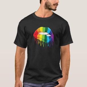 T-shirt Gay Pride Equality Of Rainbow Drip Lip Biting Of L