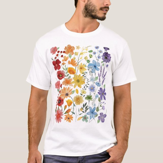 T-shirt Gay pride Fleur sauvage subtil Lgbtq Mois Rainbow  (Devant)