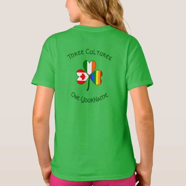 T-shirt Gay pride Irlande Canada Shamrock Drapeau Personna (Dos)