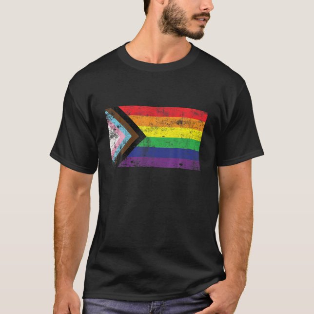 T-shirt Gay pride LGBQ Arc-en-ciel Drapeau transgenre Fièr (Devant)