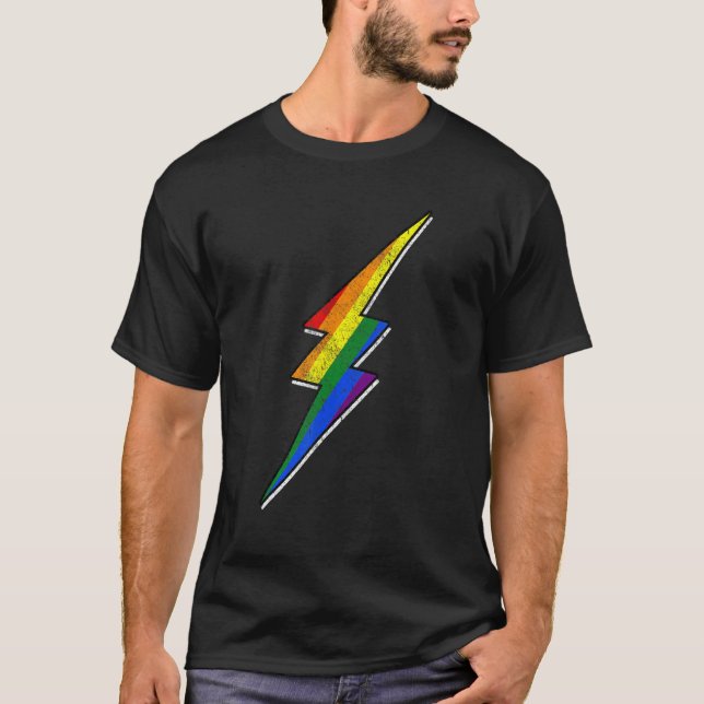T-shirt Gay pride Lgbt Bisexual Boys Hommes Thunder Blitz (Devant)