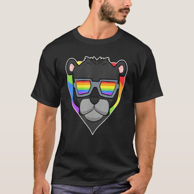 T-shirt Gay Pride LGBT Rainbow - Black panther - LGBT Hear (Devant)