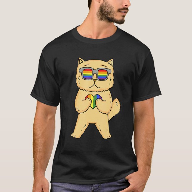 T-shirt Gay Pride LGBT Rainbow - Cat Breed Persian - LGBT  (Devant)