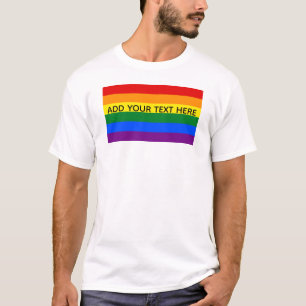 T-shirt Gay pride LGBT Rainbow Stripes Texte personnalisé