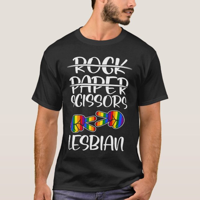 T-shirt Gay pride LGBTQ lesbien ciseaux de papier rock (Devant)