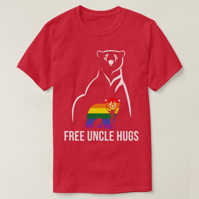 T-shirt Gay pride Libre Uncle Hugs LGBT Rainbow Men (Design devant)