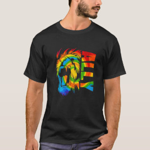 T-shirt Gay pride Lion Lgbt Q Cool Animal Rainbow Flag Col