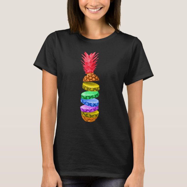 T-shirt Gay pride Mois Arc-en-ciel Drapeau ananas Fruit Po (Devant)