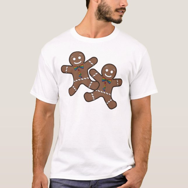 T-shirt Gay pride Noël Gingerbread Hommes Couple (Devant)