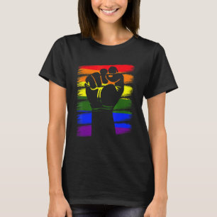 T-shirt Gay pride Poing Lgbt Q Cool Arc-en-ciel Couleur Al