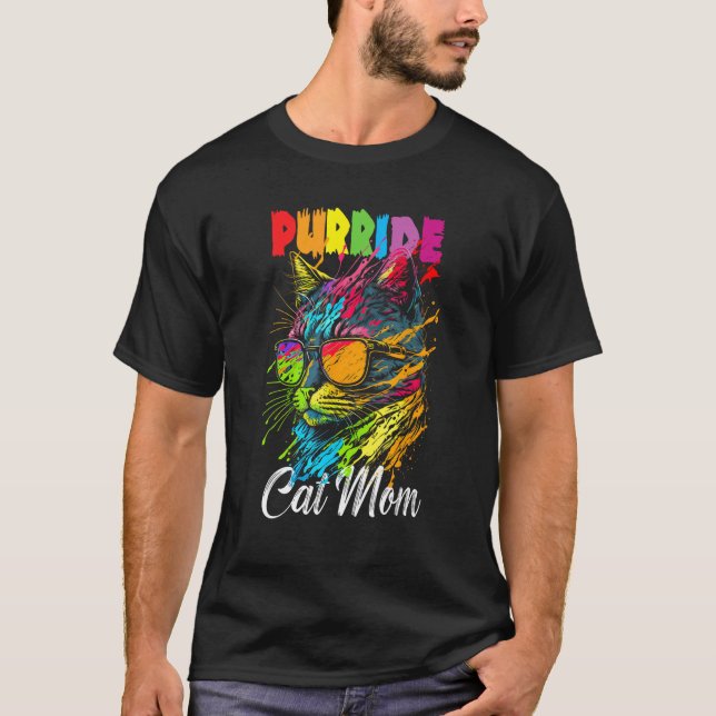 T-shirt Gay Pride Purride Cat Mother LGBT Pride Month Cute (Devant)