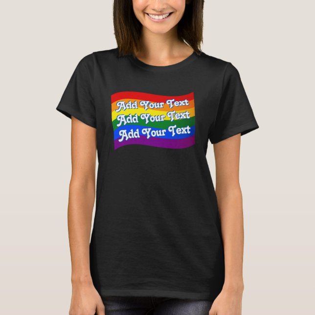 T-shirt Gay pride Rainbow Flag texte personnalisé jusqu'à  (Devant)