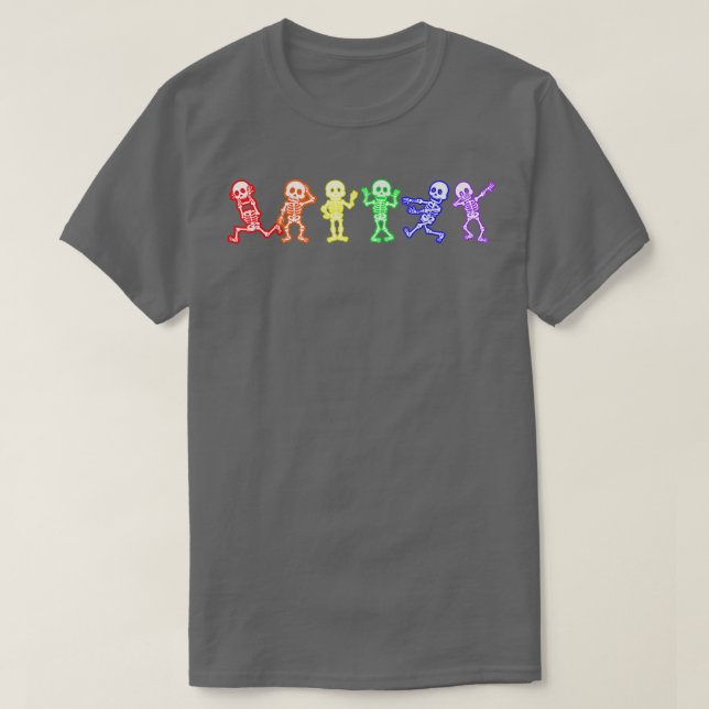 T-shirt Gay pride Skeleton LGBT Rainbow Ally Funny Mignonn (Design devant)