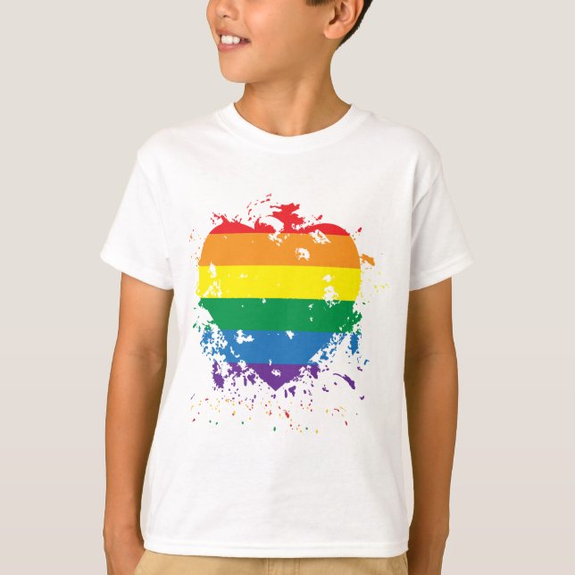 T-shirt Gay-Pride-Splatter-Coeur (Devant)