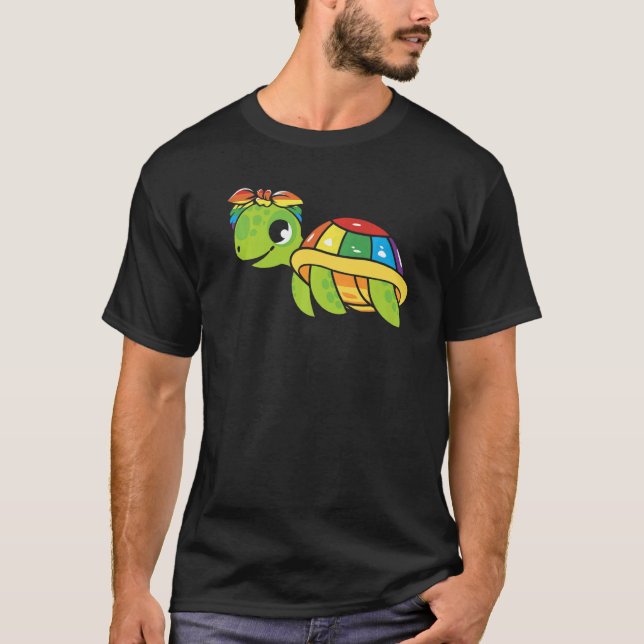 T-shirt Gay Pride Turtle LGBT Q Cute Animal Rainbow Pride  (Devant)