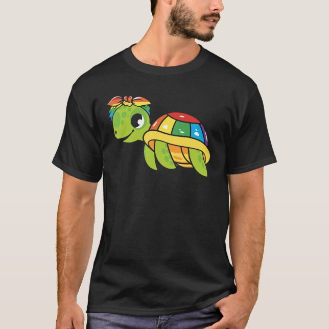 T-shirt Gay Pride Turtle LGBT Q Cute Animal Rainbow Pride  (Devant)