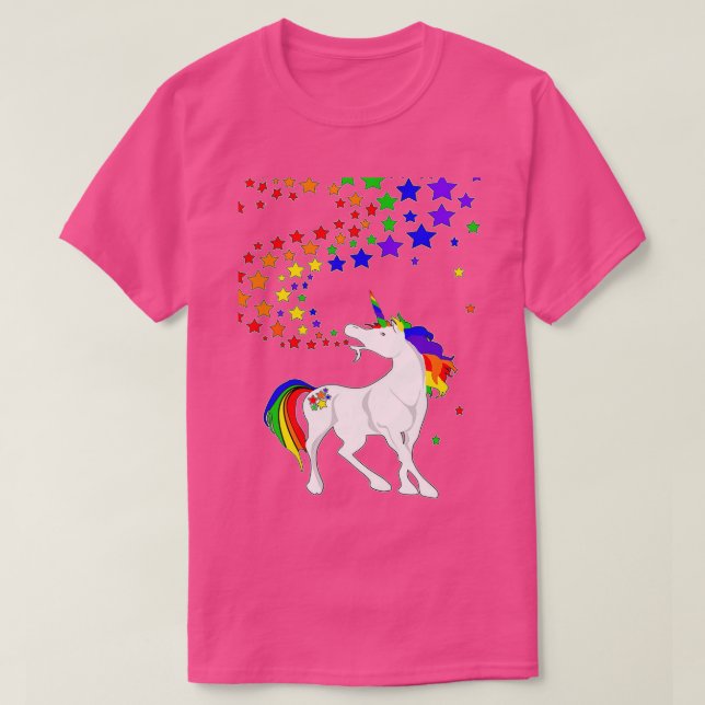 T-shirt Gay pride Unicorn Speing Rainbows Stars (Design devant)