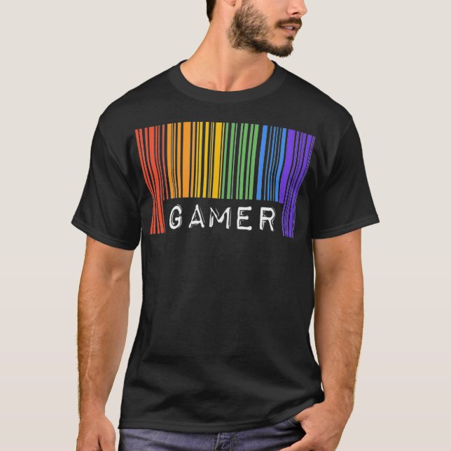 T-shirt Gay Queer Barcode Pride Gamer Jeux Vidéo Estheti (Devant)