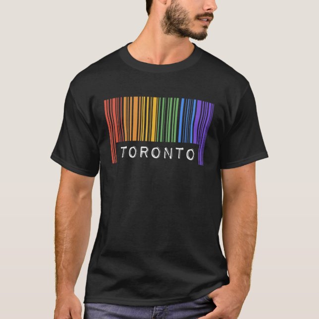 T-shirt Gay Queer Barcode Pride Toronto Canada Aesthetic L (Devant)