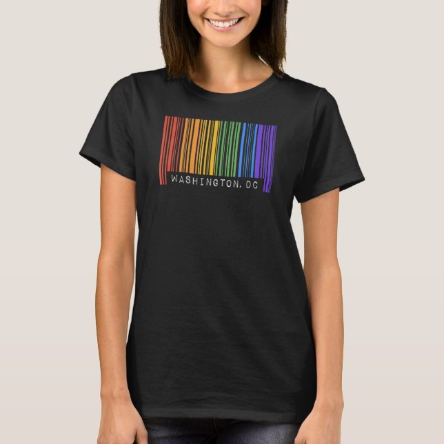 T-shirt Gay Queer Barcode Pride Washington Dc Esthétique L (Devant)