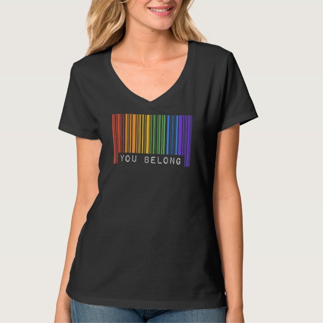 T-shirt Gay Queer Code Barcode Fierté Vous Appartenez Ally (Devant)