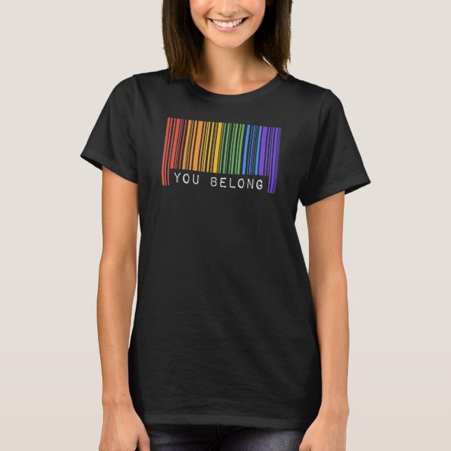 T-shirt Gay Queer Code Barcode Fierté Vous Appartenez Ally (Devant)