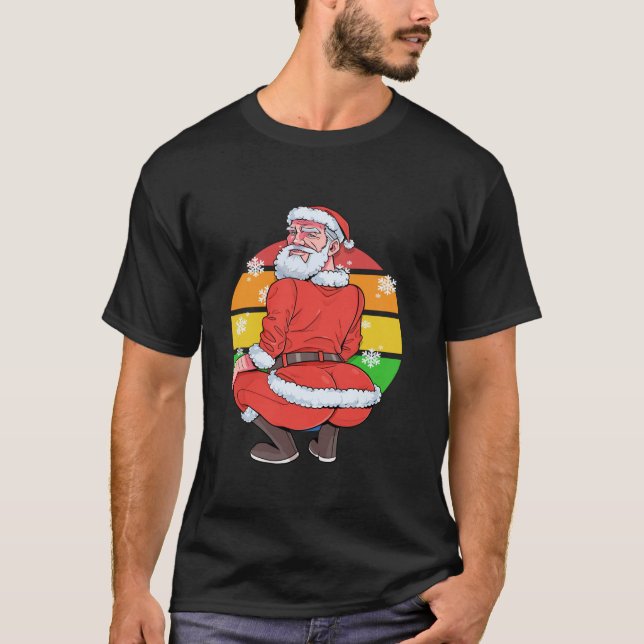 T-shirt Gay Santa Claus Beard LGBTQ Noël Noël Jumeaux (Devant)