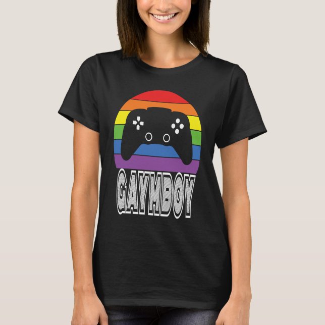 T-shirt Gaymboy gay boys are gaymer and like to play video (Devant)
