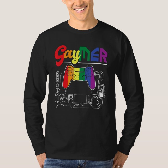 T-shirt Gaymer Lesbian Lgbtq Queer Gay pride Gamer (Devant)