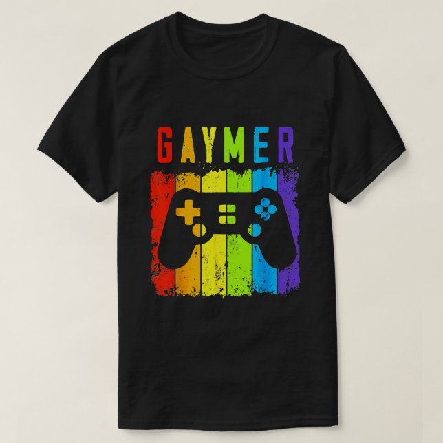 T-shirt Gaymer LGBT Gamer Gay pride Rainbow Gamepad 1 (Design devant)