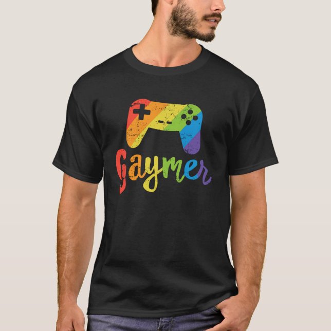 T-shirt Gaymer LGBT Rainbow Pride Parade March Rally Gamer (Devant)