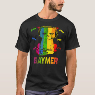 T-shirt Gaymer Purride Chat jeu vidéo Gamer Lgbtq Rainbow