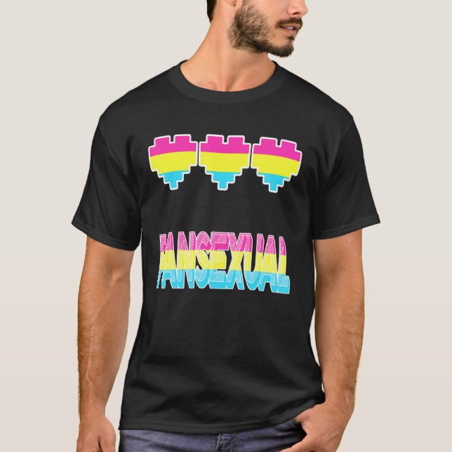 T-shirt Gaymer Retro Pride Pansexual Gamer Pixel Heart Que (Devant)