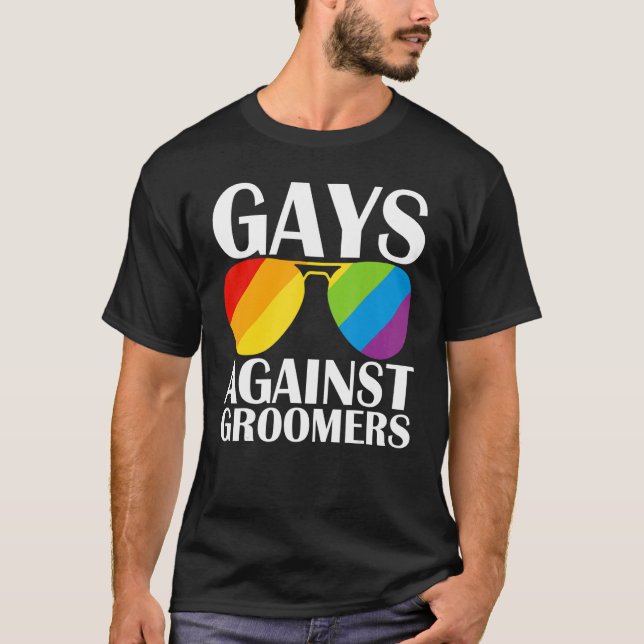T-shirt Gays Contre Groomers Gradien Groom Chiens Pas Enfa (Devant)