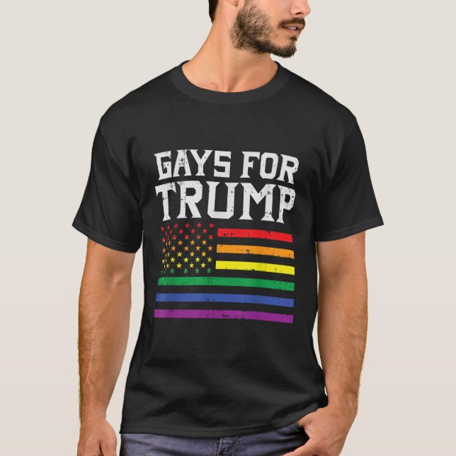 T-shirt Gays Pour Trump Usa Flag Pro Réélire Donald 2020 (Devant)