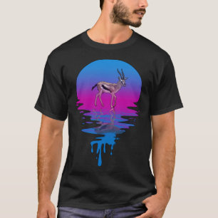 T-shirt Gazelle de coucher de soleil rétro vintage