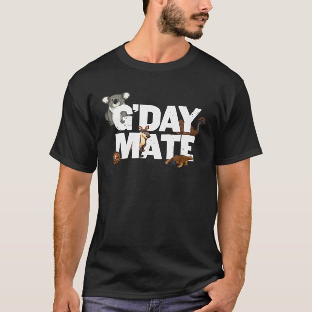 T-shirt Gday Mate Funny Australie Animaux Kangaroo Koala (Devant)