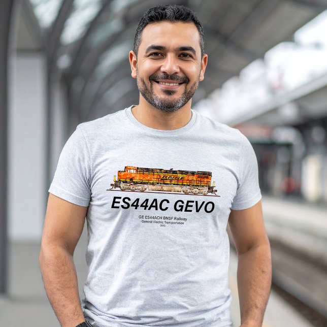 T-shirt GE ES44AC GEVO Locomotive. Train de marchandises B (GE ES44AC GEVO Locomotive. BNSF freight train. Mens Basic T-Shirt)