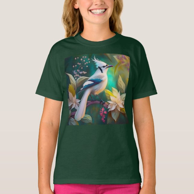 T-shirt Geai à ailes de sarcelle à touffe blanche oiseau d (Devant)
