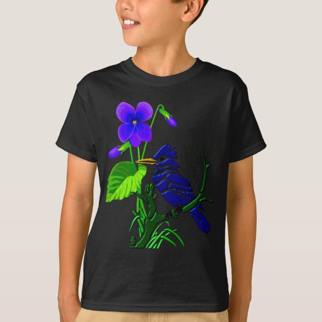 T-shirt Geai violet et bleu (Devant)