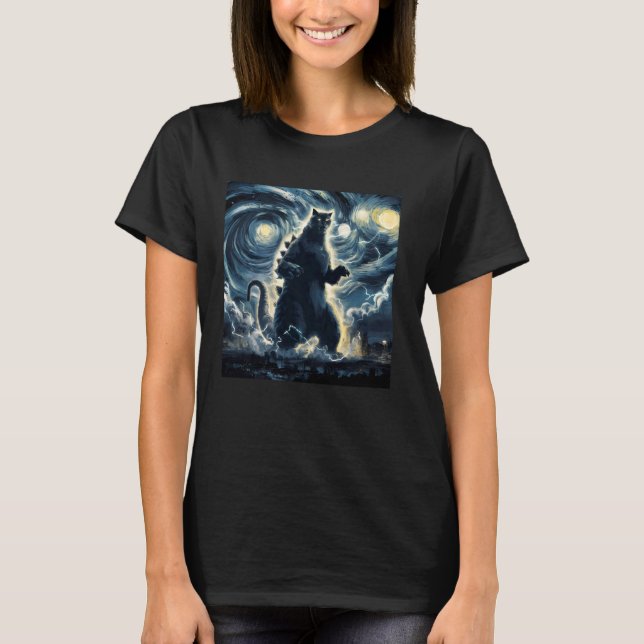T-shirt Géant Kaiju Monstre catzilla chat art japonais Sta (Devant)