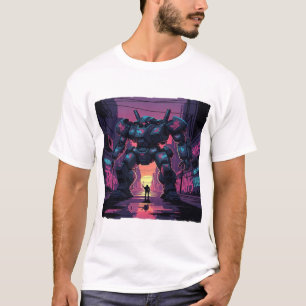 T-shirt Géant Mech Robot vs Humain Cyberpunk Ville Couch