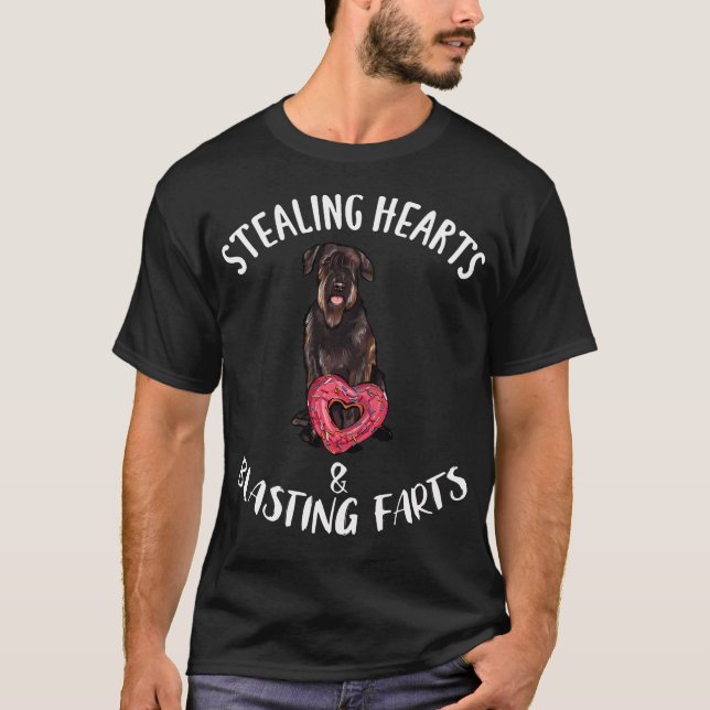 T-shirt Géant Schnauzer à Pet Farts Volant le Cœur (Devant)