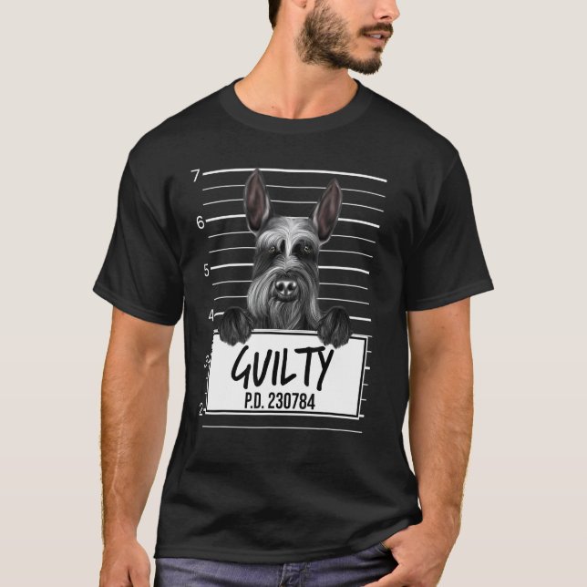 T-shirt Géant Schnauzer Mugshot Chien Coupable (Devant)