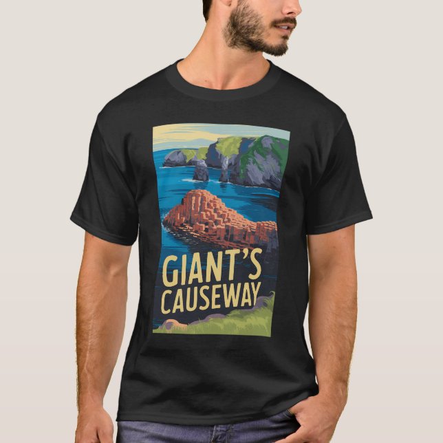 T-shirt Géant's Causeway Irlande Travel Art Vintage (Devant)