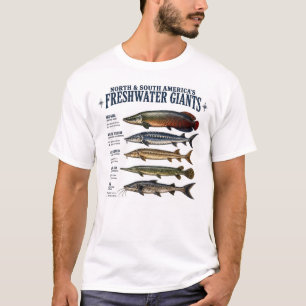 T-shirt Géants d'eau douce Espèces de poissons Pêcheur Ara