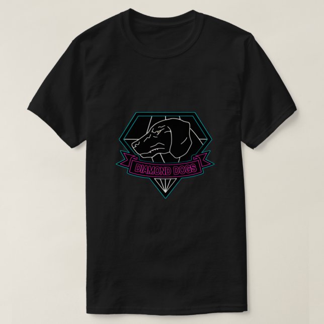 T-shirt ° GEAR EN MÉTAL SOLID ° Chiens en diamant Neon Log (Design devant)